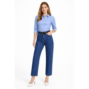 Levi's Ribcage Jeans Sz 23x27 Medium Wash Big 'E' Button Fly Lyocell Cotton